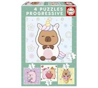 Educa - Capyfun | Set de 4 Puzzles Infantiles progresivos de 6 a 16 Piezas | Medidas: 16 x 16 cm | Recomendados a Partir de 3 4 5 años (20483)