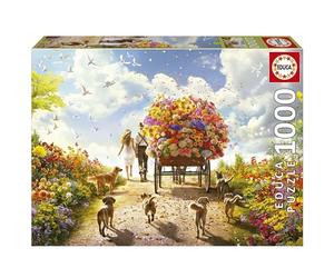 Educa - Carro de Flores | Puzzle de 1000 Piezas para Adultos. Medidas: 68 x 48 cm. Incluye Cola Fix Puzzle. A Partir de 14 años (19921)