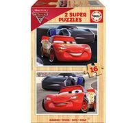 Educa - Cars 3 2 Puzzles x 16 Piezas, Multicolor (17172)