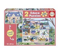Educa - Casa Outside/Inside | Set de 2 Puzzles Infantiles con 100 Piezas repletas de Detalles del Exterior e Interior. Medidas: 40 x 28 cm. Recomendados a Partir de 6 años (19957)