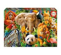 Educa - Collage Animales Salvajes | Puzzle Adultos de 500 Piezas | Incluye Pegamento Fix Puzzle | A Partir de 11 años (19550)