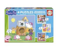 Educa Borrás - Conjunto 4 puzzles infantiles Peppa Pig - 12/16/20/25 piezas - A partir de 3 años