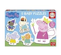 Educa Borrás – Conjunto 5 puzzles infantiles Peppa Pig – Progresivos 3 a 5 piezas – Desde 2 años