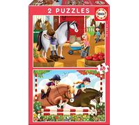 Educa Borrás – Rompecabezas Cuidando Caballos – Set 2x48 piezas, perfectamente acabadas