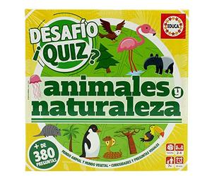Educa - Desafio Quiz, Animales y Naturaleza, Juego de Mesa con 380 Preguntas Donde los Jugadores conocerán más sobre Animales y Naturaleza, Recomendado a Partir de 6 años (18219)