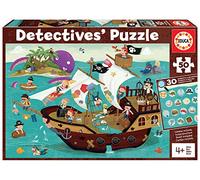 Educa - Detectives Piratas, Puzzle Infantil de 50 Piezas, Móntalo y Busca los Objetos escondidos, 4 años (18896)