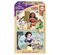 Educa - Disney Princess | Puzzle Vaiana + Blancanieves | Set de 2 Puzzles Infantiles de Madera con 50 Piezas Cada uno. Medidas: 28 x 20 cm. Recomendados a Partir de 5 años (19961)