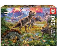 Educa Borrás – Puzzle 500 piezas Encuentro de Dinosaurios – Incluye pegamento Fix – Desde 11 años