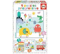 Educa - Infantil Lemon Ribbon de 12, 16, 20 y 25 Piezas, 5 Puzzles progresivos, Color Variado (18061), Color/Modelo Surtido