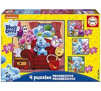 Educa - Las Pistas de Blue | 4 Puzzles progresivos infantiles | Para que los niños se atrevan con distintos niveles de dificultad a medida que crecen y practica el montaje | A partir de 3 años (19398)