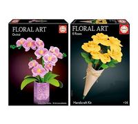 Educa Lote Floral Art - Orquídea (20135) + Ramo 6 Rosas Amarillas (20422) | Kit de manualidad para realizar flores de papel sin necesidad de pegamento, ni tijeras. A partir de 14 años
