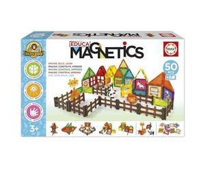 Educa - Magnetics Parck Zoo | Juego Educativo de construcción 3D magnético con 50 Piezas para niños. Incluye 4 Animales y 8 Tarjetas. Construye Figuras geométricas. A Partir de 3 años (20270)