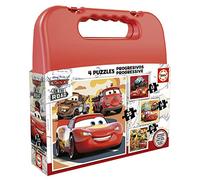 Educa - Maleta Cars | Set de 4 Puzzles Infantiles progresivos de 12 a 25 Piezas. Medida aproximada una Vez montado: 16 x 16 cm. Compuesto por Grandes Piezas Perfectamente acabadas. +3 años (19677)