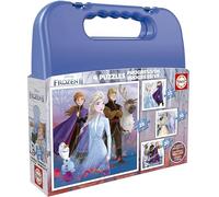 Educa - Maleta Frozen II. Set de 4 Puzzles Infantiles progresivos de 12 a 25 Piezas. Medida una Vez montado: 16 x 16 cm. Compuesto por Grandes Piezas A Partir de 3 años (18114)