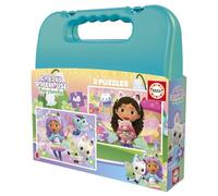 Educa - Maleta Puzzle 2x48 Piezas Gabby's Dollhouse Licencia Universal | Rompecabezas con maletín de plástico para niñas | A Partir de 4 años (20538)