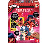 Educa - Manualidades Miraculous Lady Bug, Crea fabulosos cuadros con arena multicolor, Incluye 5 Cuadros autoadhesivos, Arena, Purpurina, 2 Marcos y espátula, Recomendado a partir de 7 años (18926)