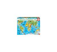 Educa - Mapamundi Animales Puzzle con 150 Piezas compuestos por Grandes Piezas Perfectamente acabadas para Que Sea Sencilla y Segura su manipulación Recomendado a Partir de 6 años (18115)