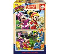 Educa - Mickey And The Roadster Racers 2 Puzzles infantiles de madera ecológica de 16 piezas, a partir de 3 años, color cranberry (17622)