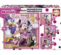 Educa - Minnie Ayudantes Felices, Conjunto de 4 Puzzles Progresivos con 12, 16, 20 y 25 Piezas, Recomendados a Partir de 3 años para Que se atrevan con Distintos Niveles de dificultad (17630)