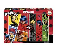 Educa - Miraculous Ladybug | Set de 2 Puzzles Infantiles con 100 Piezas. Medidas: 40 x 28 cm. Recomendados a Partir de 6 años (19969)