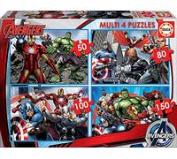 Educa - Multi 4 Puzzles Junior Puzzle Infantil Avengers, Marvel de 50,80,100 y 150 Piezas. A Partir de 5 años (16331)