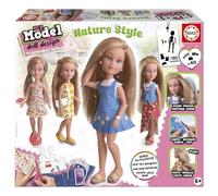 Educa - My Model Nature Style | Muñeca para peinar y Vestir | Niñas +6 años | Kit de moda sin coser con telas estampadas y clips | Manualidad creativa infantil de estilismo | Regalo cumpleaños (20649)