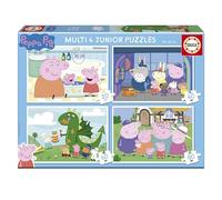 Educa - Peppa Pig | Set de 4 Puzzles Infantiles progresivos de 20 a 80 Piezas. Medida aproximada una Vez montado: 28 x 20 cm. Compuesto por Grandes Piezas Perfectamente acabadas. +4 años (20329)
