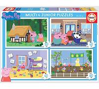 Educa - Peppa Pig. Set de 4 Puzzles Infantiles progresivos de 20 a 80 Piezas. Medida aproximada una Vez montado: 28 x 20 cm. Compuesto por Grandes Piezas Perfectamente acabadas. +4 años (18645)