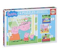 Educa - Peppa Pig | Set de 4 Puzzles Infantiles progresivos de 6 a 12 Piezas. Medida aproximada una Vez montados: 16 x 16 cm. Recomendados a Partir de 3 años (15918)