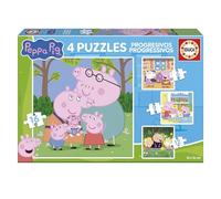 Educa - Set de 4 puzzles infantiles Peppa Pig, 6-12 piezas, 16 x 16 cm, desde 3 años (20325)
