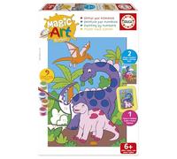 Educa - Pintar con números Dinosaurios | Magic Art Number | Manualidades infantiles | Recomendado para niños y niñas a partir de 6 7 8 años (20293)