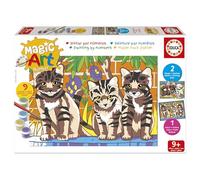 Educa - Pintar con números Gatitos y perritos | Magic Art Number | Manualidades infantiles | Recomendado para niños y niñas a partir de 9 10 11 años (20299)