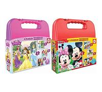 Educa Princesas Disney Maleta, Conjunto De Puzzles Progresivos, Multicolor (16508) + Mickey Mouse Maleta con Puzzles Progresivos, Multicolor (16505)