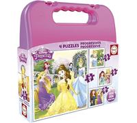 Educa - Princesas Disney | Set de 4 Puzzles Infantiles progresivos de 12 a 25 Piezas | Medida una Vez montado: 16 x 16 cm | Compuesto por Grandes Piezas | A Partir de 3 años (16508)