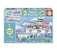 Educa - Barco Outside/Inside | Set de 2 Puzzles Infantiles con 100 Piezas repletas de Detalles del Exterior e Interior. Medidas: 40 x 28 cm. Recomendados a Partir de 6 años (19958)