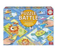 Educa - Puzzle Battle Animales | Juego de Mesa 4 años | Una auténtica Batalla de Piezas | Sé el Primero en completar tu Puzzle para convertirte en el Ganador. a Partir de 4 5 6 años (20116)