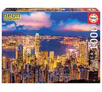 Educa - Puzzle de 1000 Piezas para Adultos | Hong Kong con Efecto Neon Que Brilla en la Oscuridad. Incluye Pegamento Fix Puzzle. A Partir de 14 años (18462)