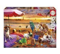 Educa - Puzzle de 1000 Piezas para Adultos | Perros Jugando en la Playa. Incluye Pegamento Fix Puzzle. Medidas: 68 x 48 cm. A Partir de 14 años (20312)