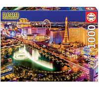 Educa Borrás Puzzle 1000 piezas Las Vegas Neon – Brilla en la oscuridad, con pegamento Fix