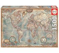 Educa - Puzzle de 1500 Piezas para Adultos | El Mundo, Mapa político geografía. Incluye Pegamento Fix Puzzle. A Partir de 14 años (16005)