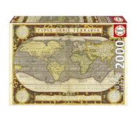 Educa Borrás Puzzle Mapamundi Antiguo 2000 piezas – Incluye pegamento Fix – 14+ (19620)