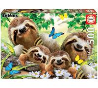 Educa - Puzzle de 500 Piezas para Adultos Familia de Perezosos. Incluye Pegame