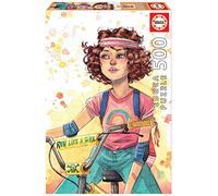 Educa Borrás Puzzle 500 piezas Run Like a Girl (Esther Gili) – 34 x 48 cm, incluye pegamento