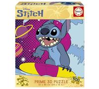 Educa - Puzzle de 500 Piezas para Adultos | Stitch 3D Prime Lenticular Puzzle. Incluye Pegamento Fix Puzzle. Medidas: 48 x 34 cm. A Partir de 11 años (20272)