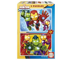 Educa - Puzzle Infantil 2x48 Piezas Iron Man y Sus Amigos Marvel | Rompecabezas Educativo con Grandes Piezas para niños | A Partir de 4 años (20345)