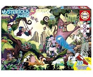Educa - Puzzle Infantil con 200 Piezas | Mysterious Puzzle: Bosque Mágico. Encuentra los Objetos escondidos con la luz Ultravioleta incluida (18612)