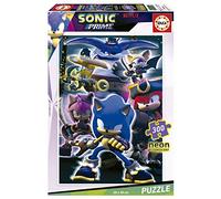 Educa - Puzzle infantil con 300 piezas que brilla en la oscuridad | Sonic Prime Neon | Medida aproximada una vez montado: 40 x 28 cm. Compuesto por grandes piezas. Recomendado +6 años (19630)