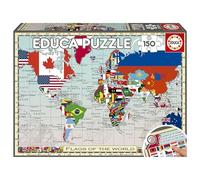 Educa - Puzzle Infantil de 150 Piezas | GeoPuzzle Banderas Mundo | Medidas: 48 x 34 cm | Recomendado a Partir de 6 7 8 años (20480)