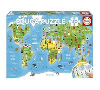 Educa - Puzzle Infantil de 150 Piezas | Geopuzzle Niñas del Mundo | Medidas: 48 x 34 cm | Recomendado a Partir de 6 7 8 años (20477)