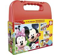 Educa - Puzzle Mickey Mouse | Maleta con 4 Puzzles progresivos | Puzzle Recomendado a Partir de 3 4 y 5 años (16505)